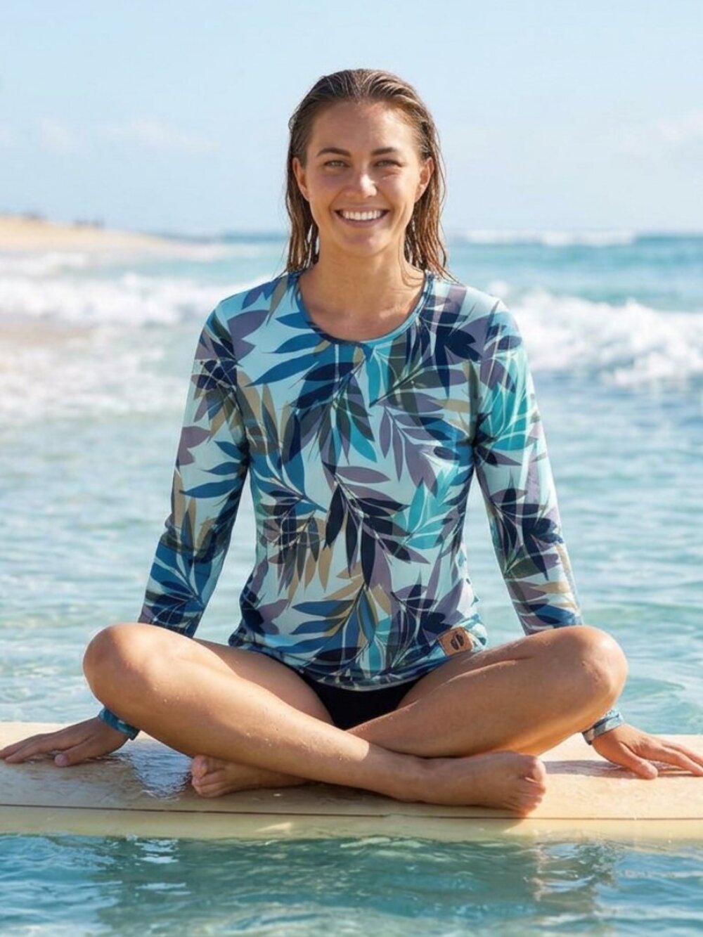 Hang Ten UV 50 Multicolor Leaf Print Long Sleeve Jersey XL